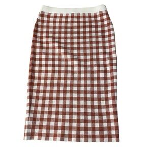 English Factory Knit Check Midi Skirt Rabbit Hair Blend, NWT, Size M